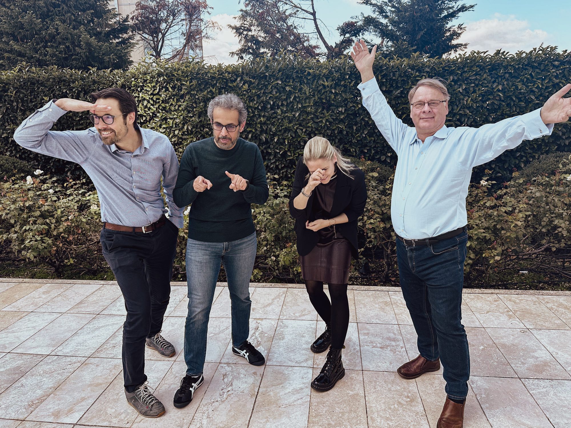The four authors enacting the four strategies